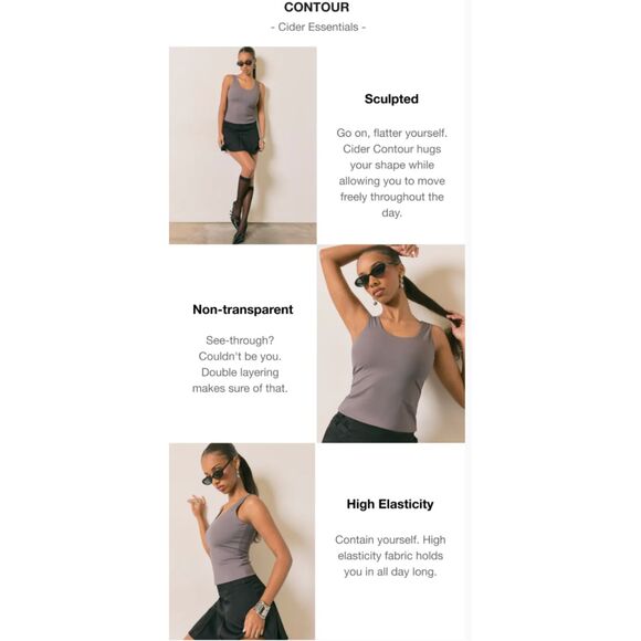 Cider Contour Double Layered U-neck Solid Tank Top, White, Size M-NWT - Picture 10 of 10